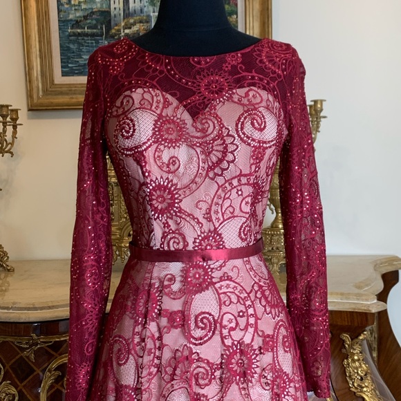 Women’s embroidery beaded lace formal evening dress - Picture 3 of 5